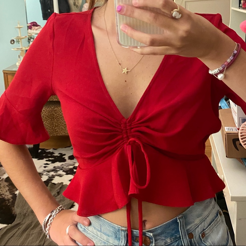 Red Forever 21 Corset Blouse